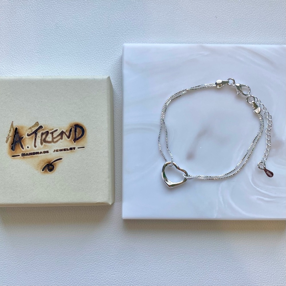 Sterling Silver 925 Heart Bracelet